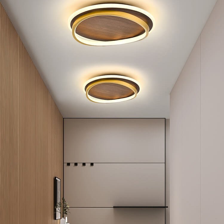 Skandynawski Plafon LED z Wzorem Drewna Warstwowy Detail
