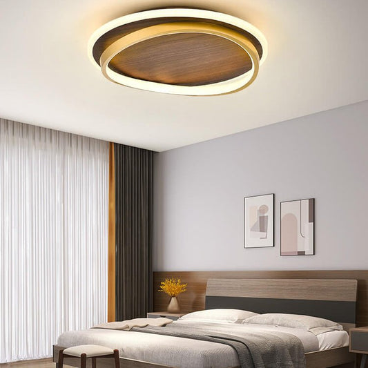 Skandynawski Plafon LED z Wzorem Drewna Warstwowy Hero