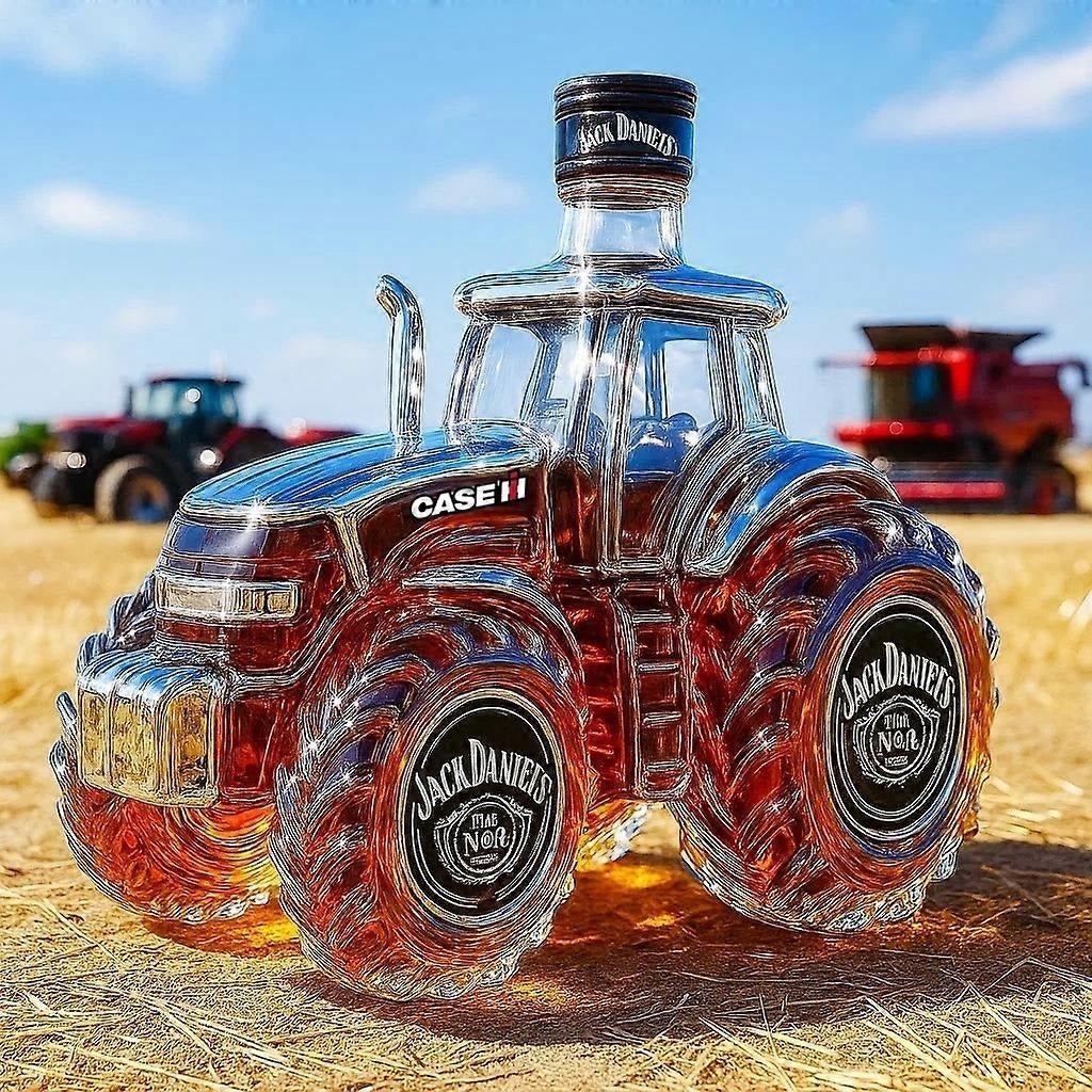 Szklana Karafka do Whisky 300ml z Trójwymiarowym Designem Traktora Hero