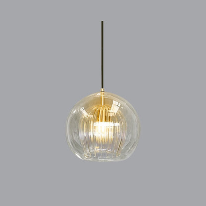 Szklana Kula Lampa Wisząca Przezroczysta lub Bursztynowa Close Up