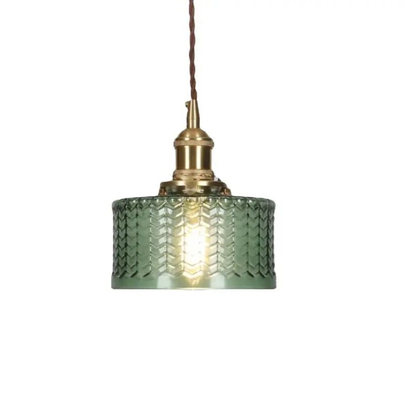Szklana Lampa Wisząca Vintage Ryflowany Klosz Złote Wykończenie View 13