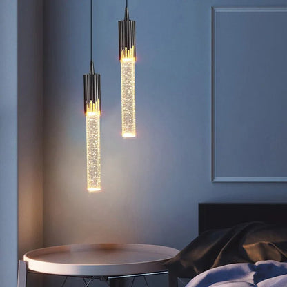 Szklana Lampa Wisząca w Kształcie Cylindra Side
