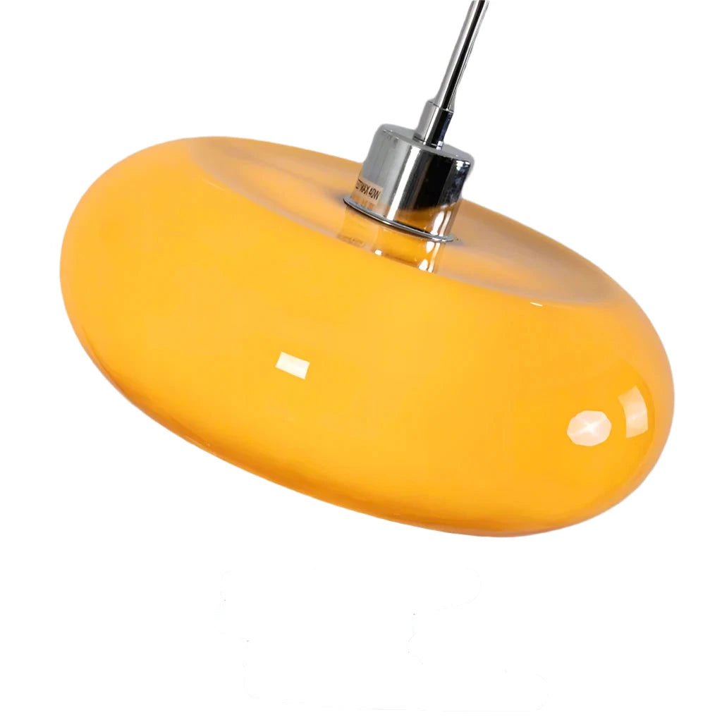Szklana Lampa Wisząca z Opalizującym Kloszem w Stylu Retro Bauhaus Close Up