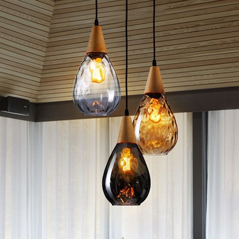 Szklana Lampa Wisząca Łza Organiczny Klosz Angle