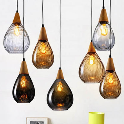 Szklana Lampa Wisząca Łza Organiczny Klosz Full