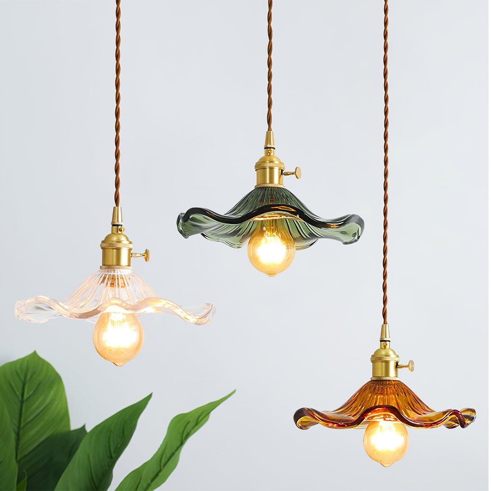 Trendy Lampa Wisząca Kwiat Hibiskusa Falowany Klosz Hero