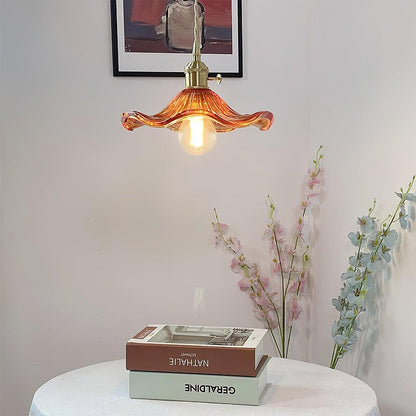 Trendy Lampa Wisząca Kwiat Hibiskusa Falowany Klosz View 12