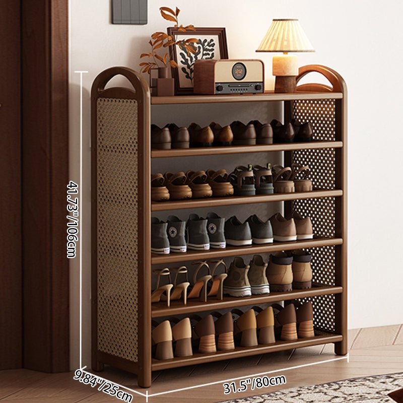 Vintage Rattanowo-Bambusowa Półka na Buty Wielopoziomowa Alternate
