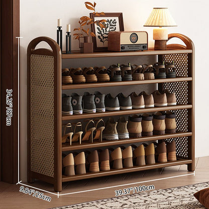 Vintage Rattanowo-Bambusowa Półka na Buty Wielopoziomowa Lifestyle
