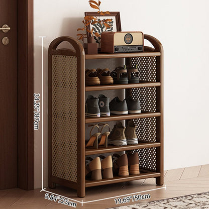 Vintage Rattanowo-Bambusowa Półka na Buty Wielopoziomowa Side