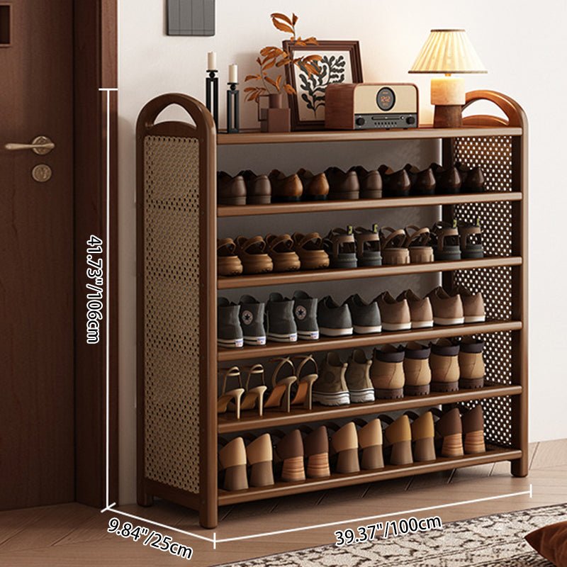 Vintage Rattanowo-Bambusowa Półka na Buty Wielopoziomowa View 11