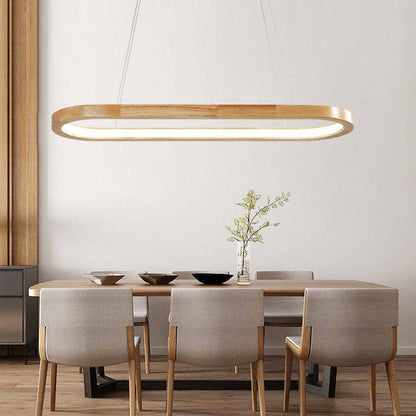 Współczesna Owalna Drewniana Lampa Wisząca Angle