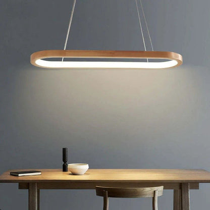 Współczesna Owalna Drewniana Lampa Wisząca Close Up