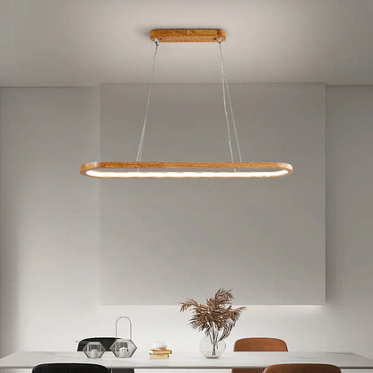 Współczesna Owalna Drewniana Lampa Wisząca Detail