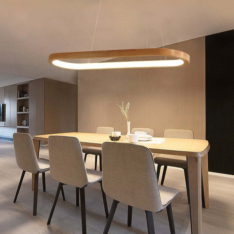 Współczesna Owalna Drewniana Lampa Wisząca Lifestyle