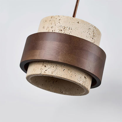 Współczesna Trawertynowa Lampa Wisząca z Drewnem Walnut View 17