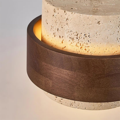 Współczesna Trawertynowa Lampa Wisząca z Drewnem Walnut View 24