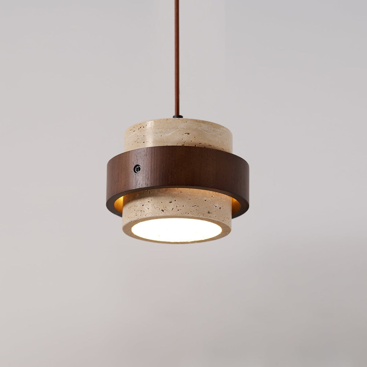 Współczesna Trawertynowa Lampa Wisząca z Drewnem Walnut View 29